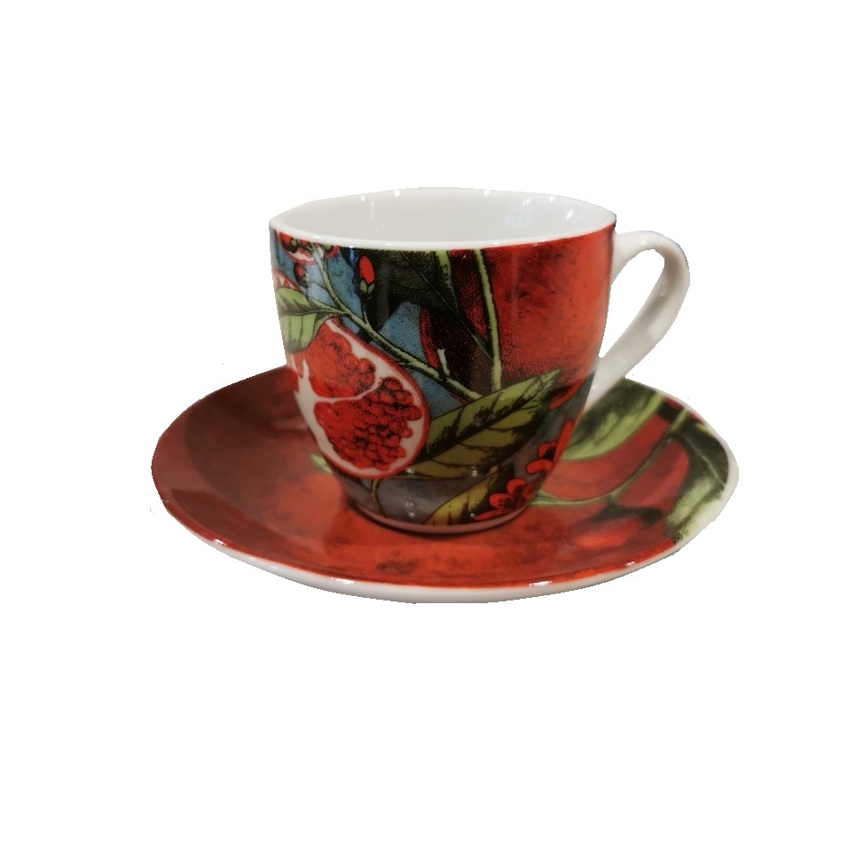 Excelsa Granada Set 6 Tazzine da caffè con Piattino, Porcellana cod.64447